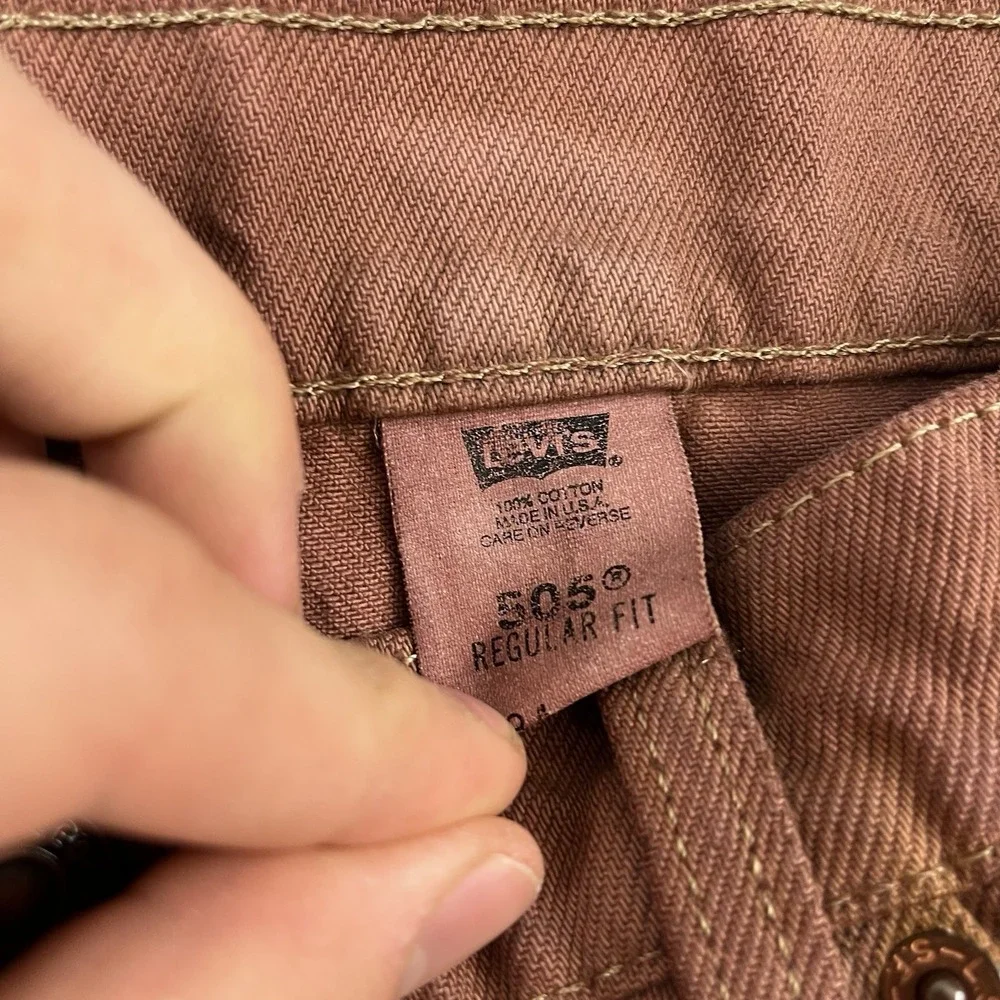 Vintage  Levis 505 Brown‎ Dyed Mens 34 Relaxed Fit Jorts Denim Shorts 90s USA